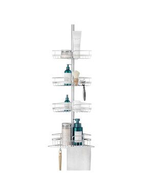 Corner Shower Caddy Tension Pole Rust Resistant 4 Tier Bathroom Storage Chrome